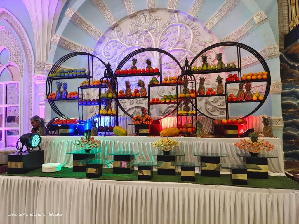 Colorful fruit display at event