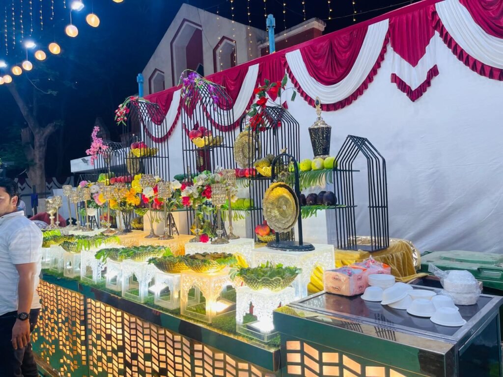 Food Forest Catering Chanya Manya live chaat station with pani puri bhel puri and Indian street food at wedding event